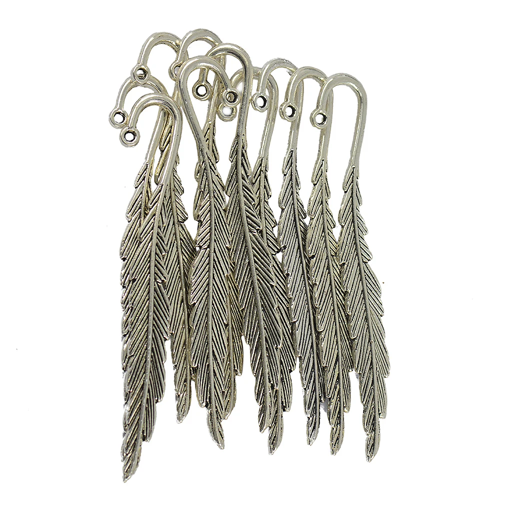 Top Trends: 10 Pieces Metal Feather Vintage Tibetan Silver Beading Bookmarks Loop DIY Jewelry Wedding Favor Accessories Shoppable Styles