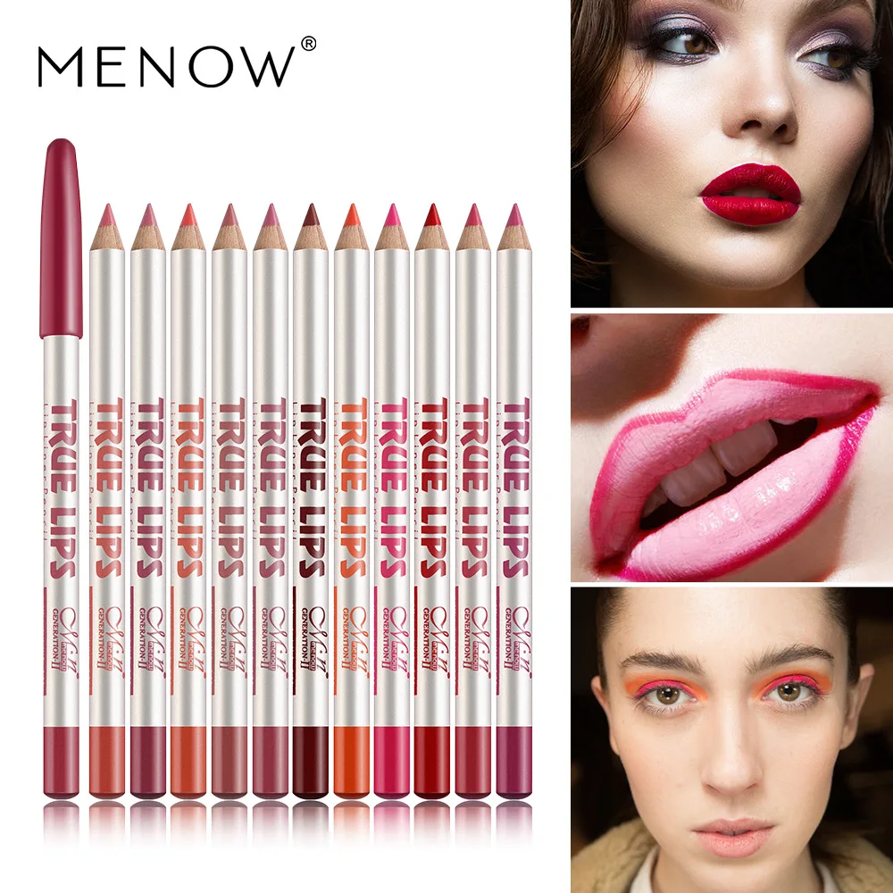 Top Trends: Hot Selling Menow P14002 Lip Liner 12 Color Mixed Color Waterproof Lipstick Cosmetics Lip Pencil Pen Makeup Gift For Women Shoppable Styles