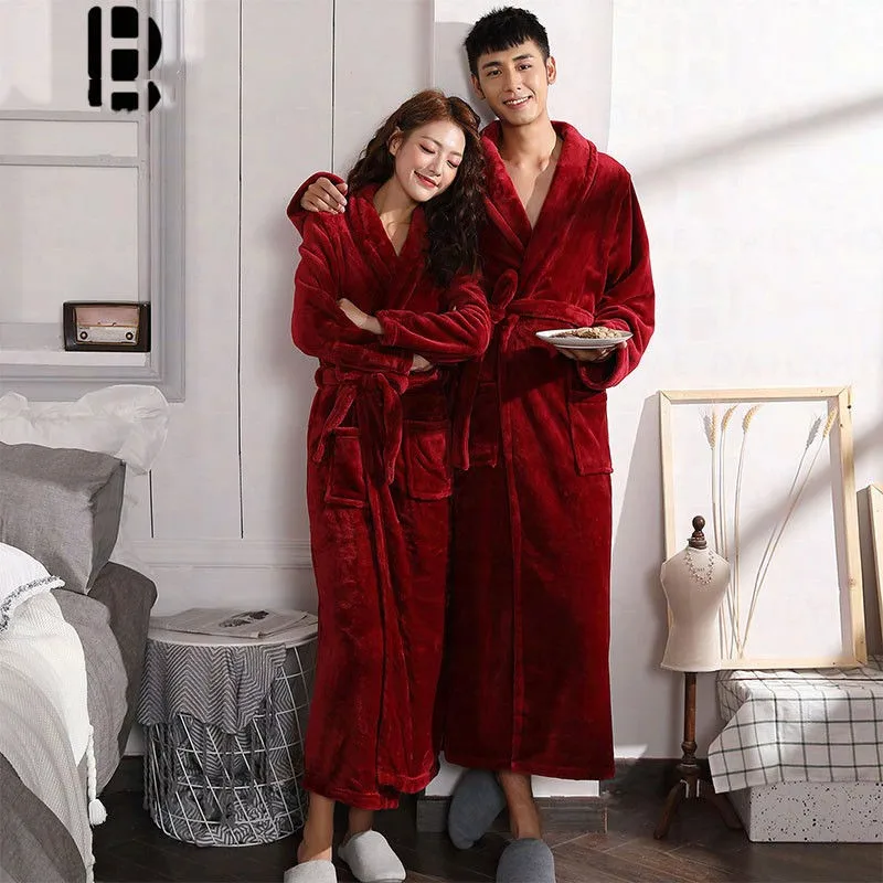 Top Trends: Women Robe Coral Fleece Sleepwear Winter Thicken Kimono Bathrobe Gown Soft Couple Sleepwear Flannel Nightwear Home Clothes Shoppable Styles - Image 6