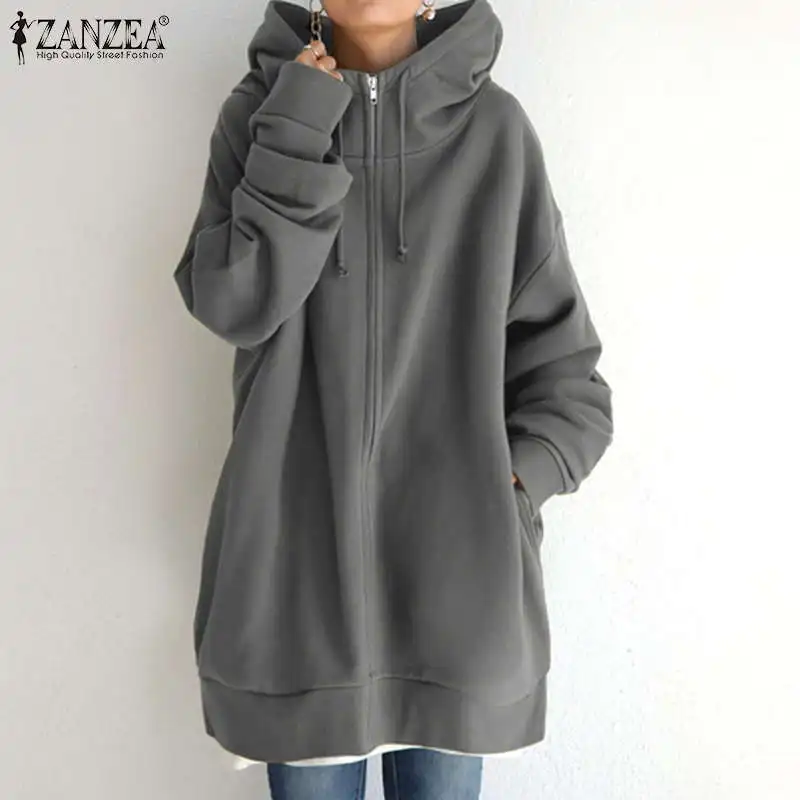 Top Trends: Elegant Hooded Sweatshirts Women's Solid Hoodies ZANZEA 2023 Casual Long Sleeve Zipper Coat Female Outwear Jackets Oversized Top Shoppable Styles