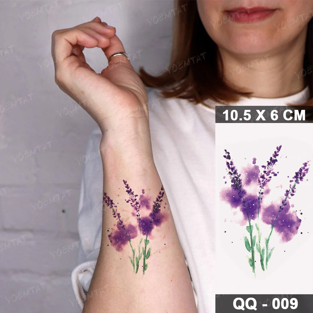 Top Trends: Waterproof Temporary Tattoo Sticker 3D Watercolor Realistic Lavender Daisy Flower Tatto Women Men Child Kids Ankle Fake Tattoos Shoppable Styles - Image 4