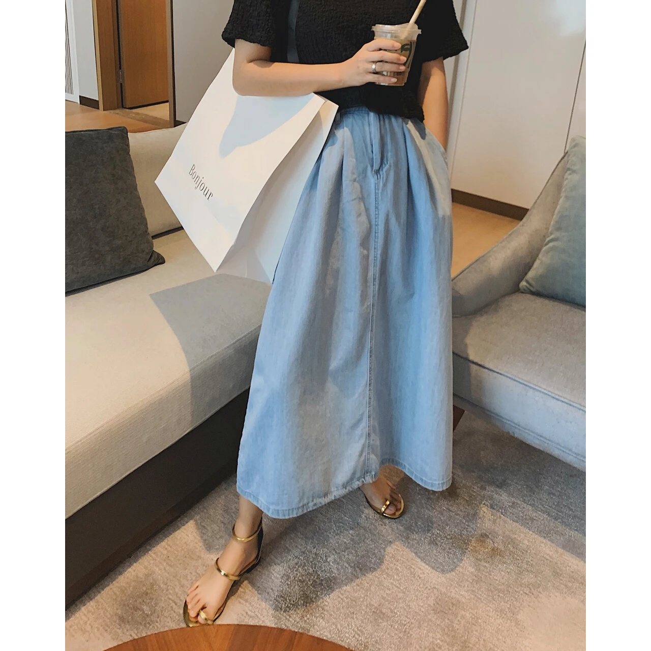 Top Trends: 2023 High-Waisted Denim Belted Midi Long Maxi Skirt Y2k New Woman Kawaii Harajuku Goth Summer Clothes Boho Suits Indie Aesthetic Shoppable Styles