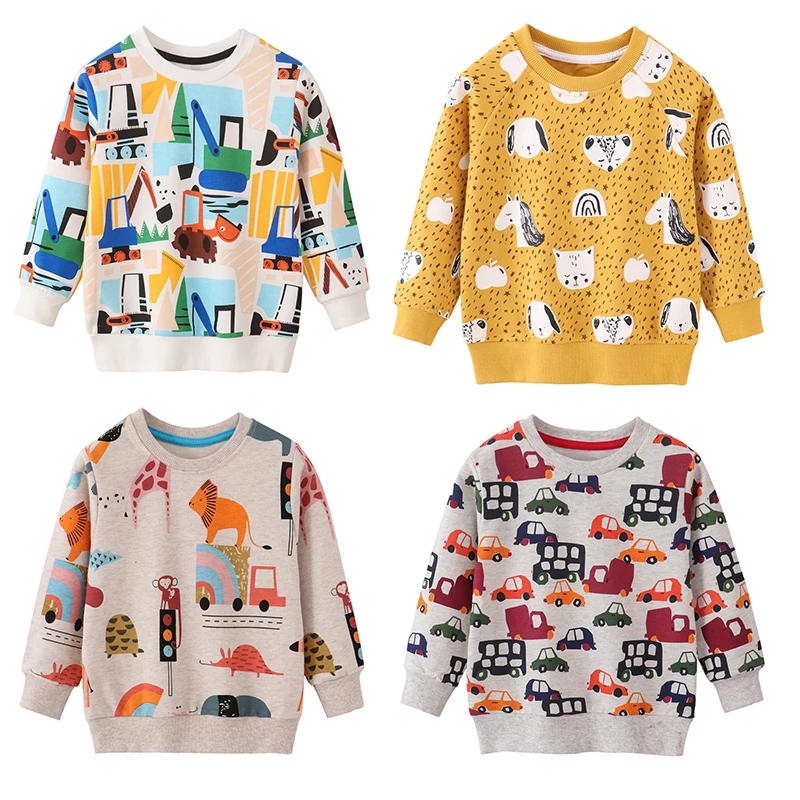 Top Trends: Jumping Meters New Arrival Autumn Winter Animals Print Boys Girls Sweatshirts Cotton Dinosaur Hoodies Children&#039;s Sport Shirt Kid Shoppable Styles