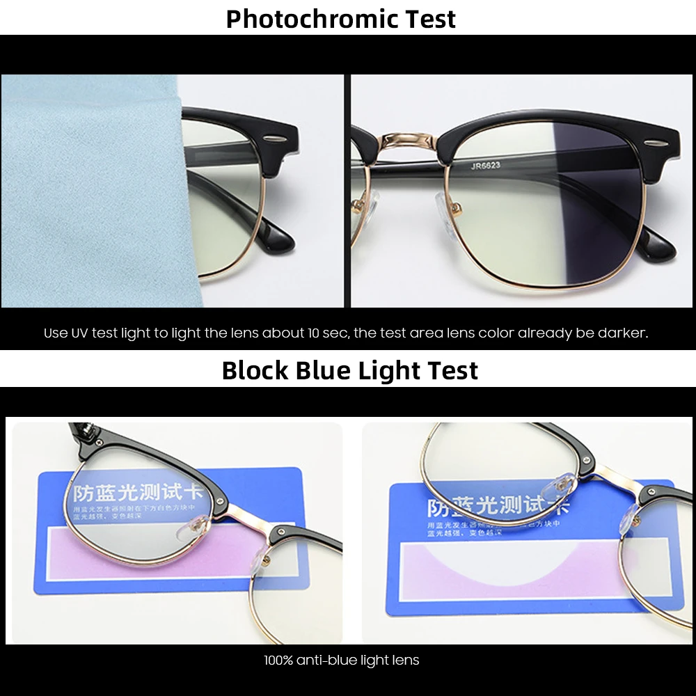 Top Trends: Semi Rimless Photochromic Glasses Men Anti Blue Light Blocking Color Changing Eyeglasses Square Computer Ray Retro Women Eyewear Shoppable Styles - Image 2