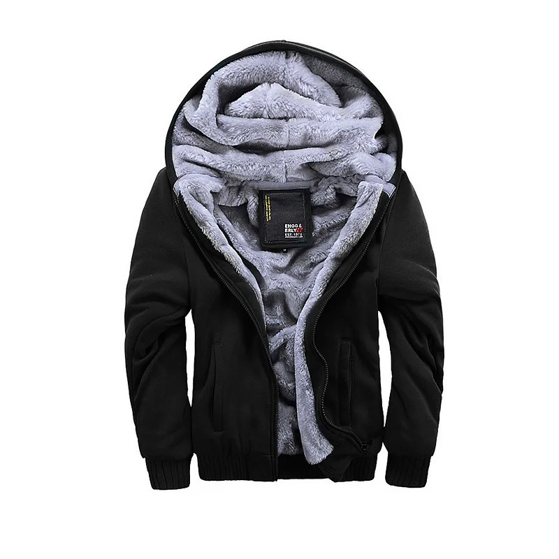 Top Trends: Winter Men Casual Thick Warm Coat Male Zipper Hooded Fleece Long Sleeve Jacket Solid Color Parkas Outerwear Shoppable Styles