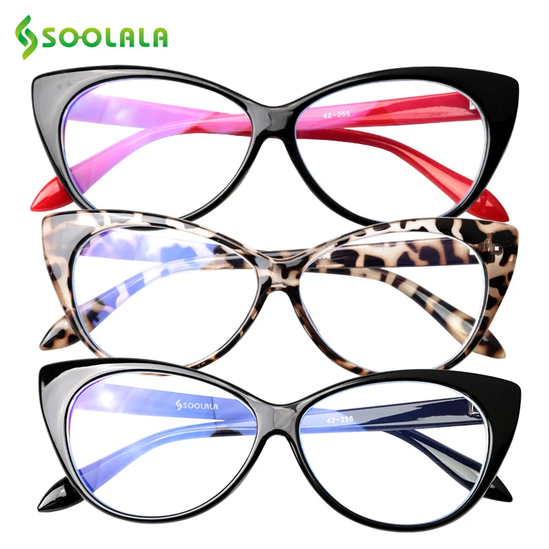 Top Trends: SOOLALA Cat Eye Anti Blue Light Reading Glasses Women Anti Glare Presbyopic Computer Eyeglasses Frame Sunglasses Reading Glasses Shoppable Styles