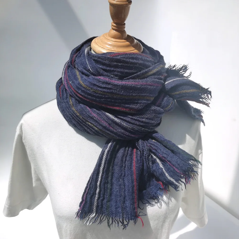 Top Trends: Warm Winter Men&#039;s Wool Scarf Fashion Brand Striped Tassel Scarves For Men Long Soft Pashmina Foulard Male Accessories Shawl Shoppable Styles