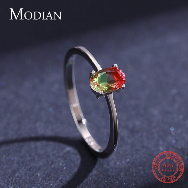 Top Trends: Modian 925 Sterling Silver Colorful Watermelon Tourmaline Rings For Women Fashion Finger Band Fine Jewelry Korean Style Anel Shoppable Styles - Image 5