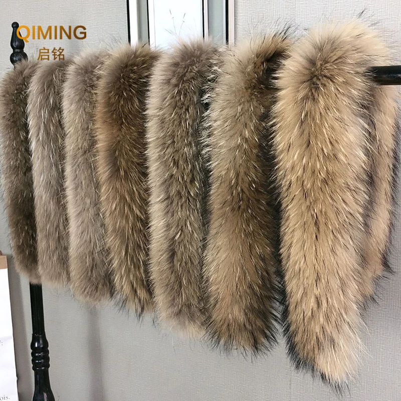 Top Trends: Winter Real Fur Collar Raccoon Luxery Scarf Furry Neck Warmer Women Men Fluffy Natural Fur Shawl Fur Trim Coat Hood Scarves Shoppable Styles