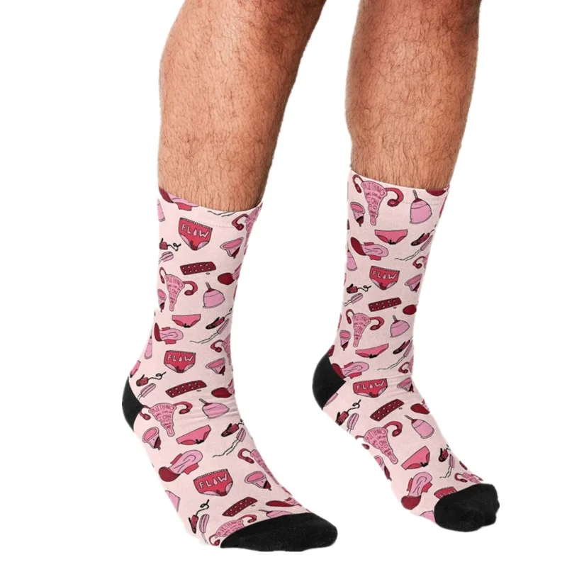 Top Trends: Funny Socks Men Harajuku Pink Medical Socks Printed Happy Hip Hop Men Socks Novelty Skateboard Crew Casual Crazy Socks Shoppable Styles