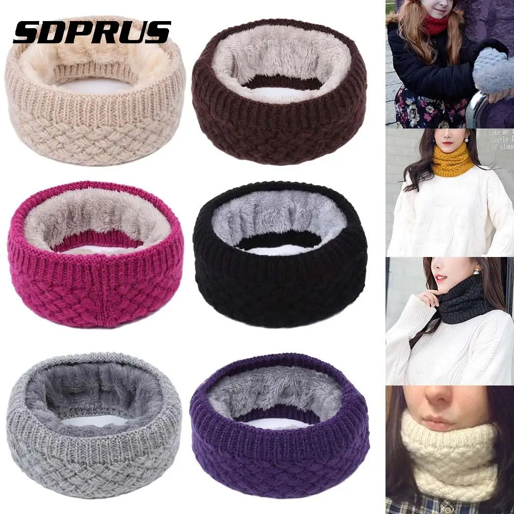 Top Trends: 1Pc Winter Knitted Scarf Soft Thicken Warm Plush Neck Warmer For Men Women Collar Circle Scarf Shoppable Styles