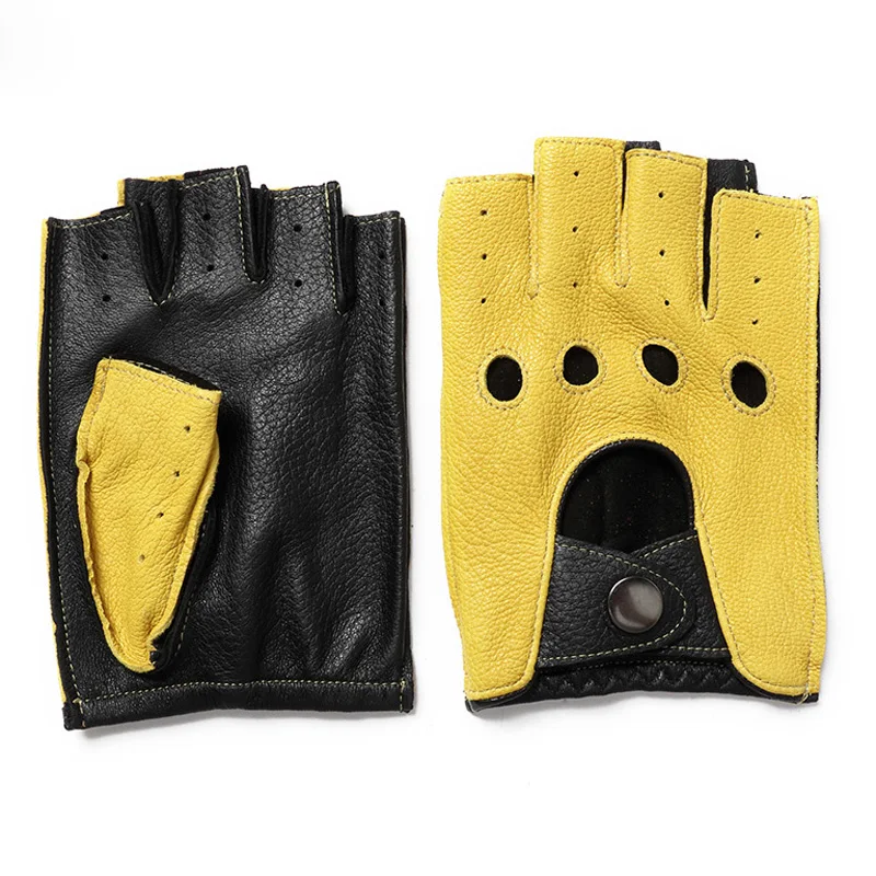 Top Trends: New Arrival Spring Men's Leather Gloves Driving Unlined 100% Goatskin Half Finger Gloves Fingerless Gym Fitness Gloves Shoppable Styles - Image 4