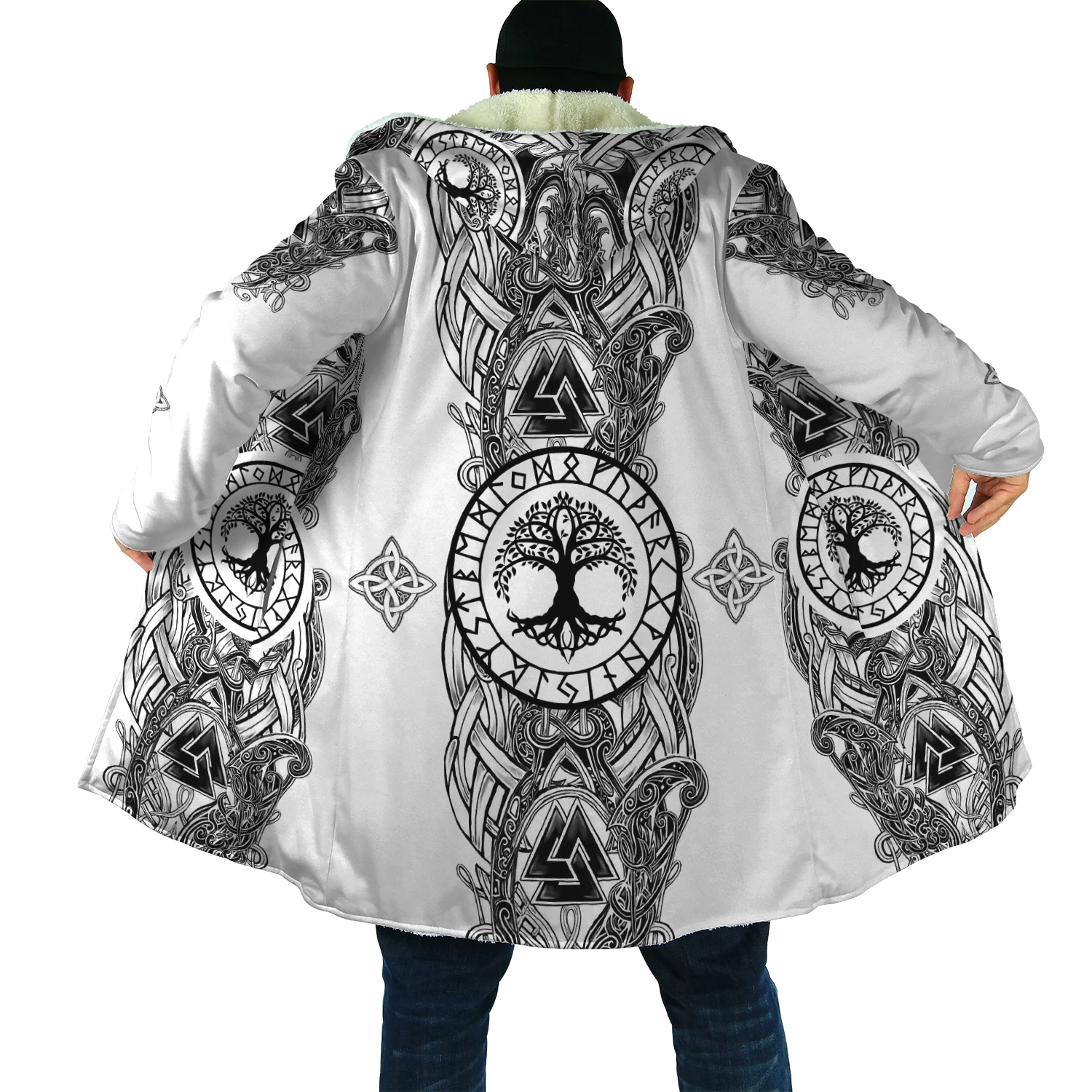 Top Trends: 2023 Winter Fashion Mens Cloak Odin Raven Tattoo 3D Printing Fleece Hooded Cloak Unisex Casual Thick Warm Cape Coat PJ-01 Shoppable Styles