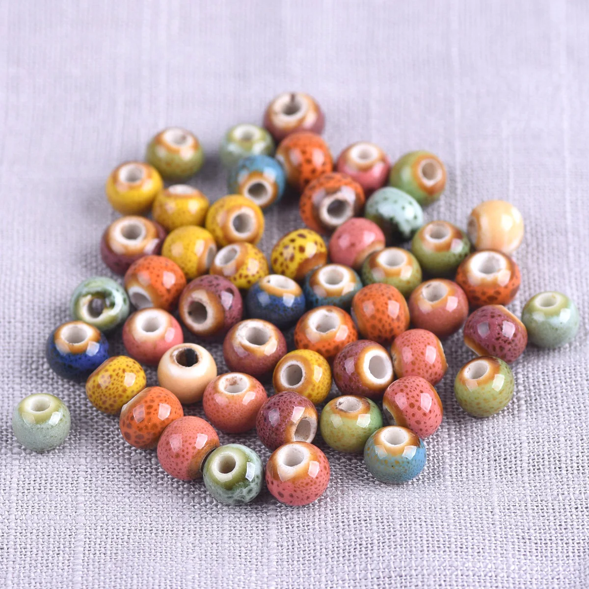 Top Trends: 50pcs Round 6mm Fancy Glaze Ceramic Porcelain Loose Spacer Beads Lot For Jewelry Making DIY Shoppable Styles