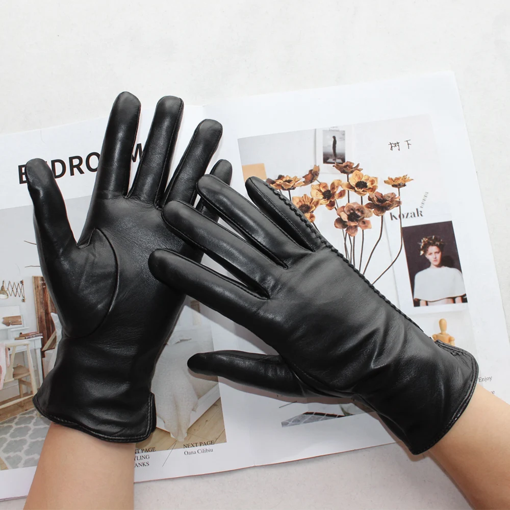 Top Trends: Bickmods New Women&#039;s High-Quality Leather Gloves Two Styles Black Short Imported Sheepskin Gloves Keep Warm In Winter Shoppable Styles