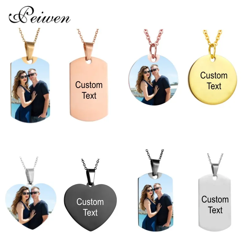 Top Trends: Personalized Customization Necklace Custom Color Photo Engrave Text Stainless Steel Necklace For Women Men Charm Choker Necklace Shoppable Styles