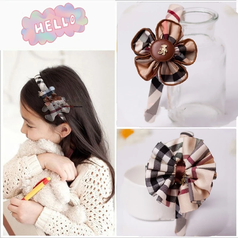 Top Trends: Fashion British Plaid Headband Hairpin For Women Girls Cute Bowknot Flower Bear Plaid Hairband Children Hair Accessories Shoppable Styles