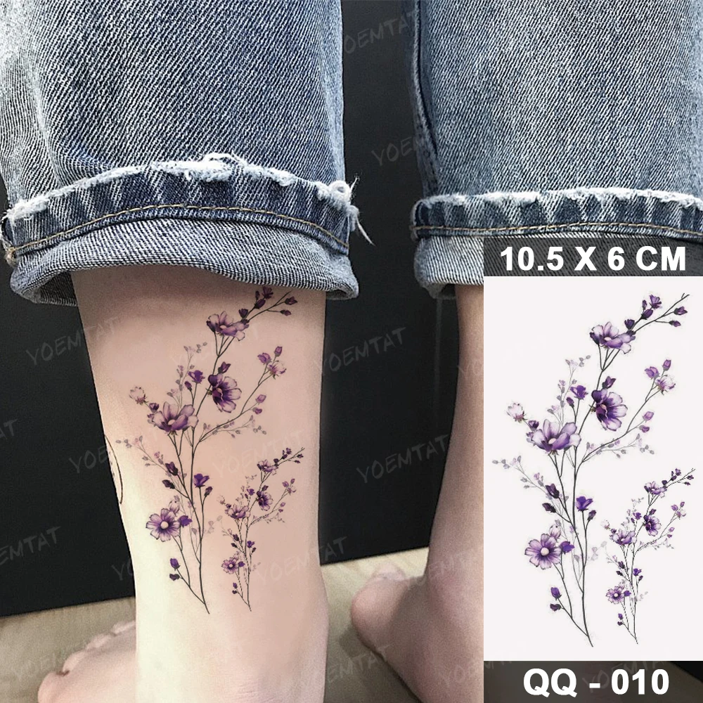 Top Trends: Waterproof Temporary Tattoo Sticker 3D Watercolor Realistic Lavender Daisy Flower Tatto Women Men Child Kids Ankle Fake Tattoos Shoppable Styles - Image 2