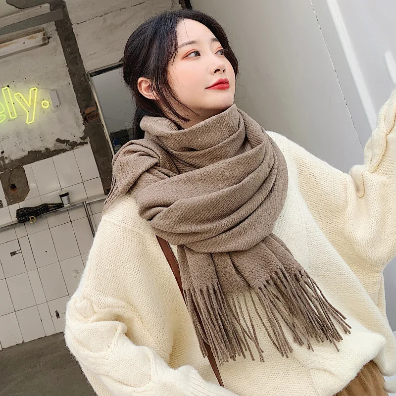 Top Trends: VISROVER New 20 Colors Woman Winter Scarf Fashion Female Shawls Cashmere Handfeeling Winter Wraps Solid Color Winter Hijab Gift Shoppable Styles