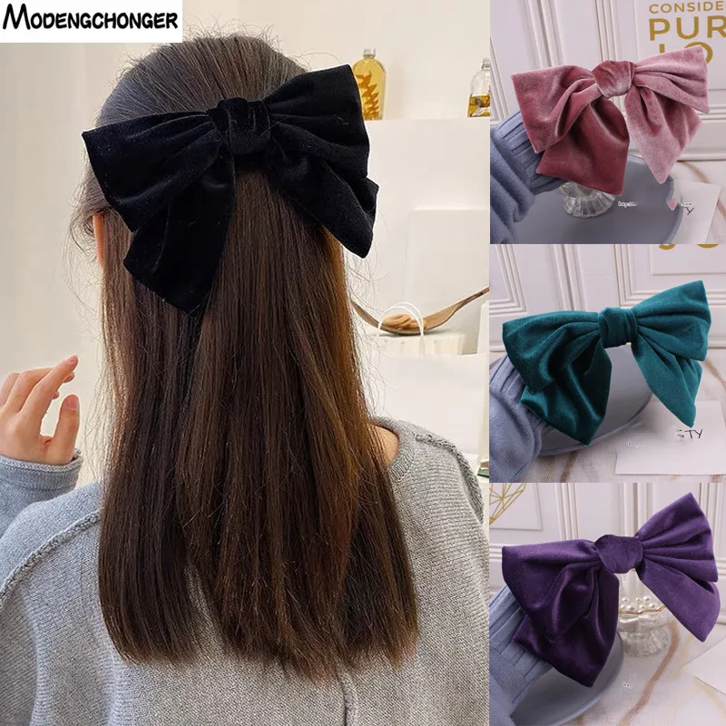 Top Trends: 1PC Fashion Bow Hair Clip Black Velvet Hair Bows Hairpins For Women Elegant Barrette Girls Bowknot Headwear Hair Accessories Hot Shoppable Styles