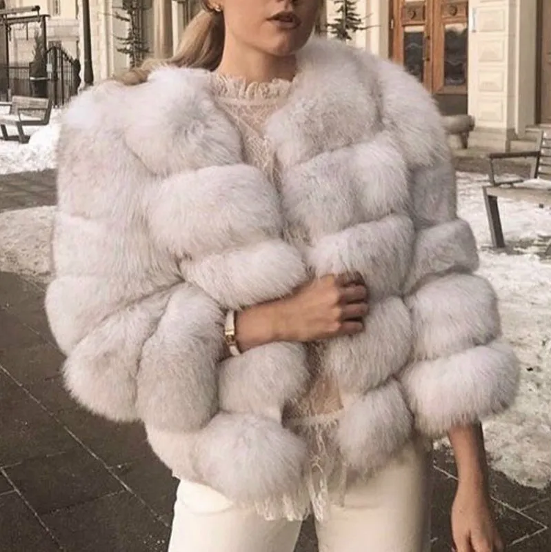 Top Trends: Coat Women Faux Fox Fur Coat Women Warm Overcoat Long Sleeve New Winter Faux Fur Jacket Fluffy Plush Fur Coats Shoppable Styles