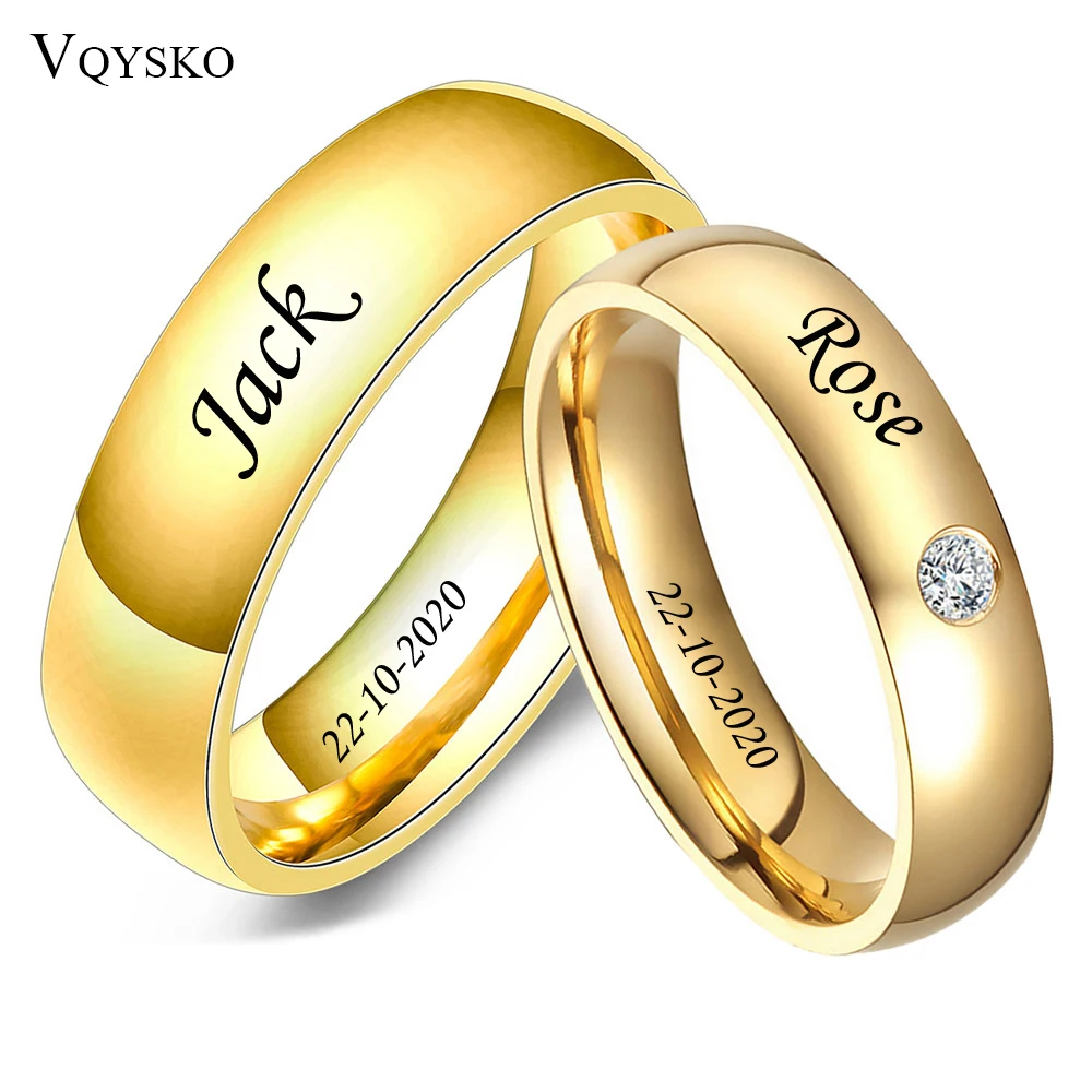 Top Trends: Fashion Wedding Bands Couple Rings For Women Man Customize Name Date Love Info Promise Alliance Anniversary Personalized Gift Shoppable Styles