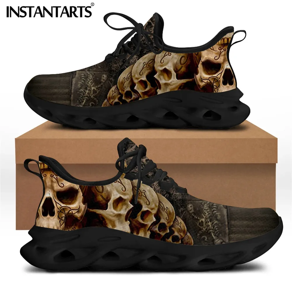 Top Trends: INSTANTARTS Spring Flats Men Shoes Cool Punk Skull Design Casual Men's Sneakers Summer Boys Lace-up Walking Footwear Zapatillas Shoppable Styles