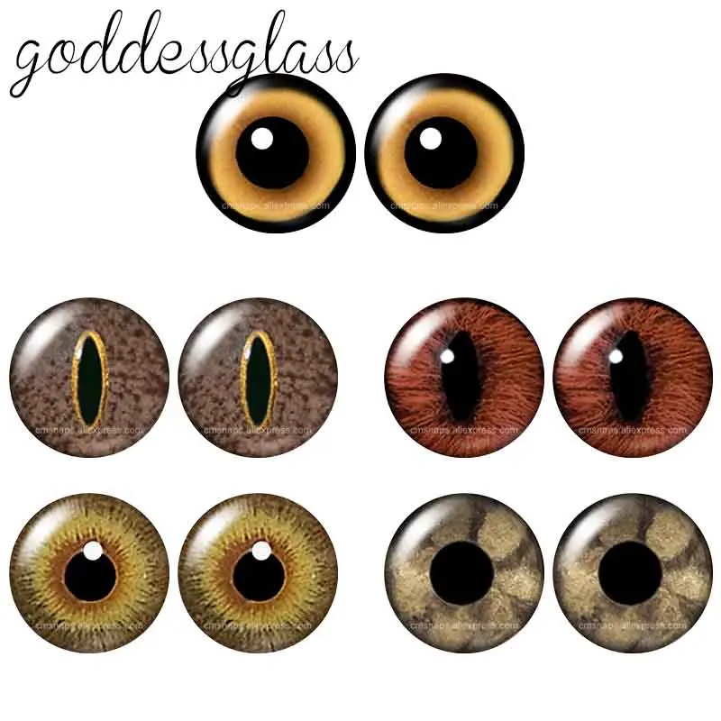 Top Trends: 5pairs Glass Eyes Cabochons Round 12mm / 18mm / 20mm / 25mm Dome Dragon Eye Dragon Cat Eye Toys DIY Jewelry Accessory MIX Pupil Eye Shoppable Styles