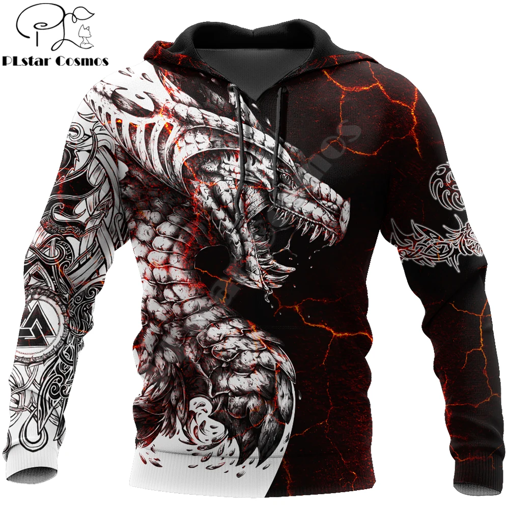 Top Trends: Black & White Tattoo Dragon 3D Printed Men Hoodies Sweatshirt Unisex Streetwear Zipper Pullover Casual Jacket Tracksuits KJ0192 Shoppable Styles