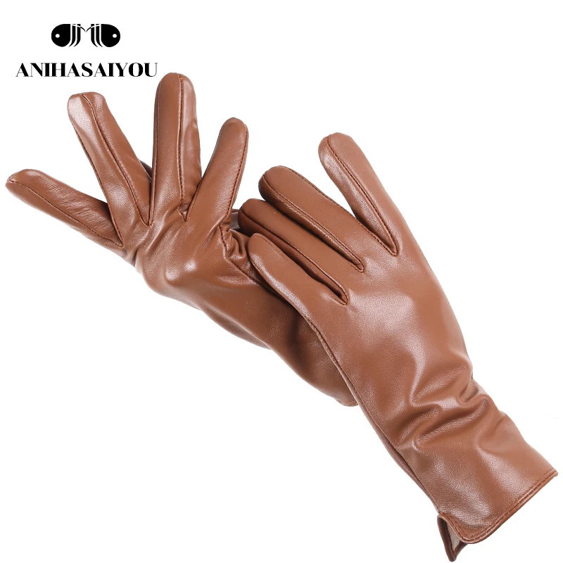 Top Trends: Simple Leather Gloves Women, genuine Women&#039;s Leather Gloves, sheepskin Women&#039;s Gloves, High Grade Warm Mittens Women&#039;s Winter- 0720 Shoppable Styles