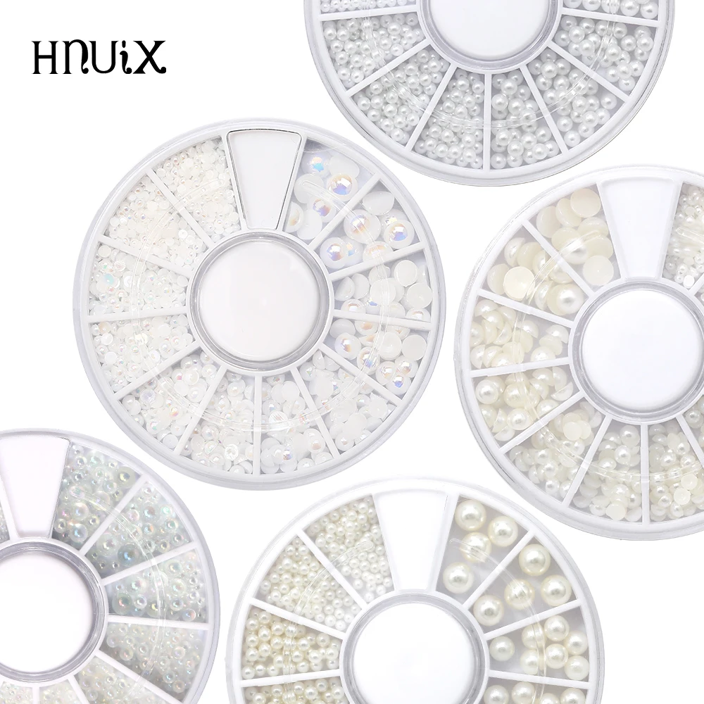 Top Trends: HNUIX Mix Sizes White Nail Art Tips Half Pearls 3d Nail Beads Rhinestone Decoration DIY Beauty Salon Manicure Supply Shoppable Styles