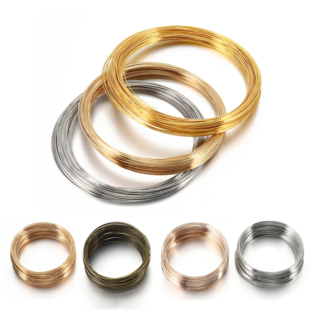 Top Trends: 100 Loops Gold Steel Color Memory Wire 60mm Bracelet Bangle Loop 115mm Necklace Collar Hoop For Jewelry Making DIY Accessories Shoppable Styles - Image 3