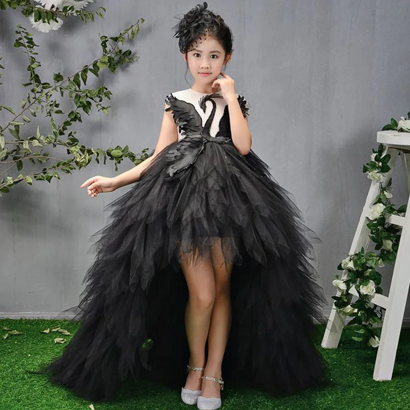 Top Trends: Swan Crystal Tulle Trailing Flower Girl Dresses Ball Gown Kids Pageant Dress Birthday Party High-end Feather Princess Dresses Shoppable Styles