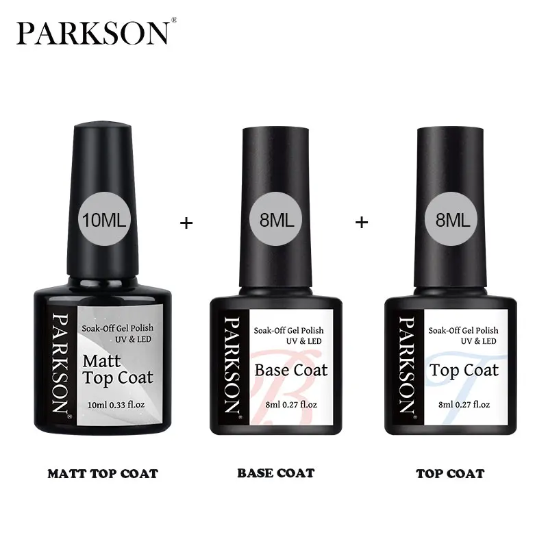 Top Trends: Parkson Matt Top Coat Gel Nail Polish Kit Matt Top Base Coat UV LED Nail Art Manicure Polish Primer Soak Off Suface Nail Gel Set Shoppable Styles