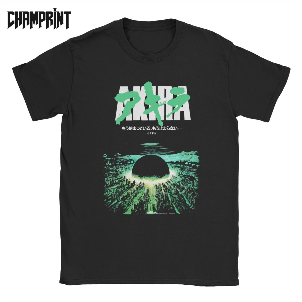 Top Trends: Men T-Shirt Akira Green Japanese City Explosion Casual 100% Cotton Tee Shirt Short Sleeve T Shirts Round Collar Clothing Party Shoppable Styles