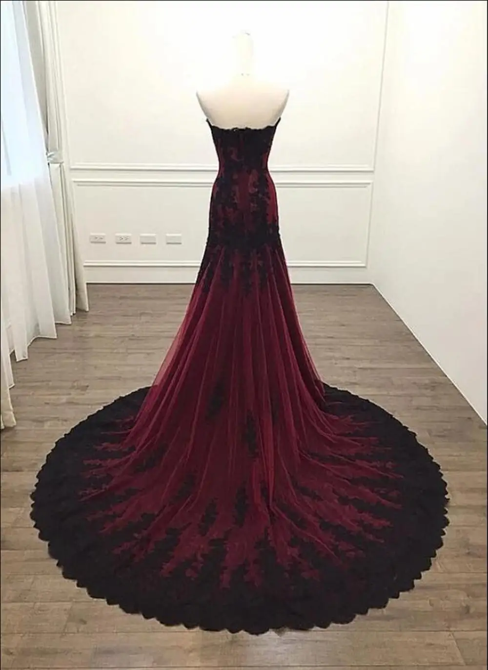 Top Trends: Vintage Black And Burgundy Red Gothic Wedding Dress Mermaid Sweetheart Lace Tulle Non White Victorian Bridal Gowns Bride Dresses Shoppable Styles - Image 2