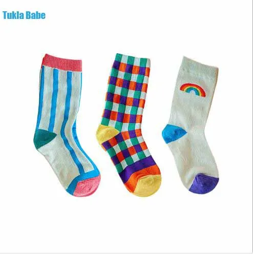 Top Trends: 1-8 Year Autumn Boys And Girls Socks Rainbow Plaid Kids Socks Shoppable Styles