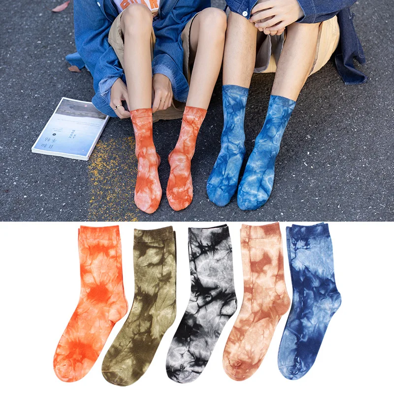 Top Trends: Autumn And Winter New Products Japanese Korean Style Tie-dye European And American Street Style Skateboard Socks Couple Socks Shoppable Styles