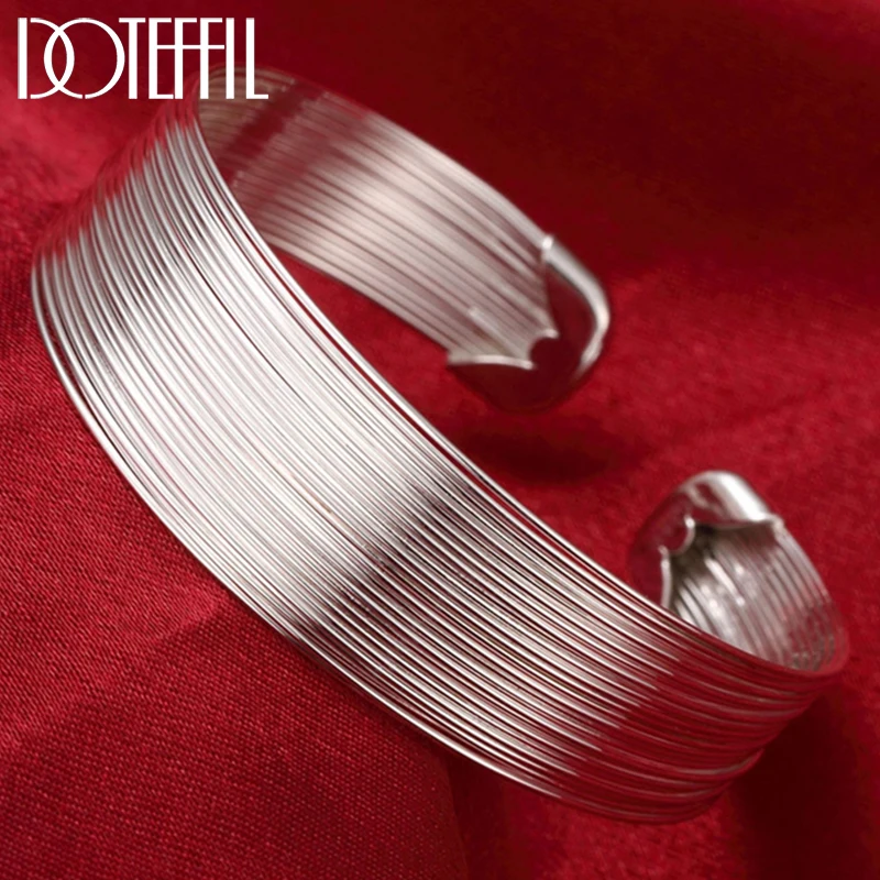 Top Trends: DOTEFFIL 925 Sterling Silver Multi-Line Bracelets Bangle For Women Fashion Jewelry High Quality Gift Free Shipping Shoppable Styles