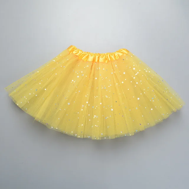 Top Trends: 2022 Kids Baby Star Glitter Dance Tutu Skirt For Girl Sequin 3 Layers Tulle Toddler Pettiskirt Children Chiffon Yellow Skirt Shoppable Styles