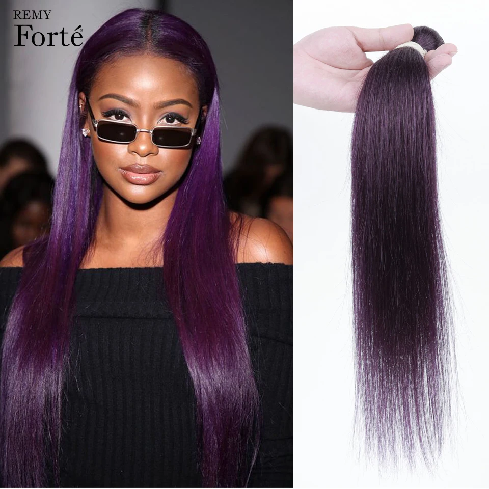 Top Trends: Remy Forte Human Hair Bundles Violet Purple Brazilian Hair Weave Bundles Straight Hair Wholesale Single Bundles Hair Vendors Shoppable Styles