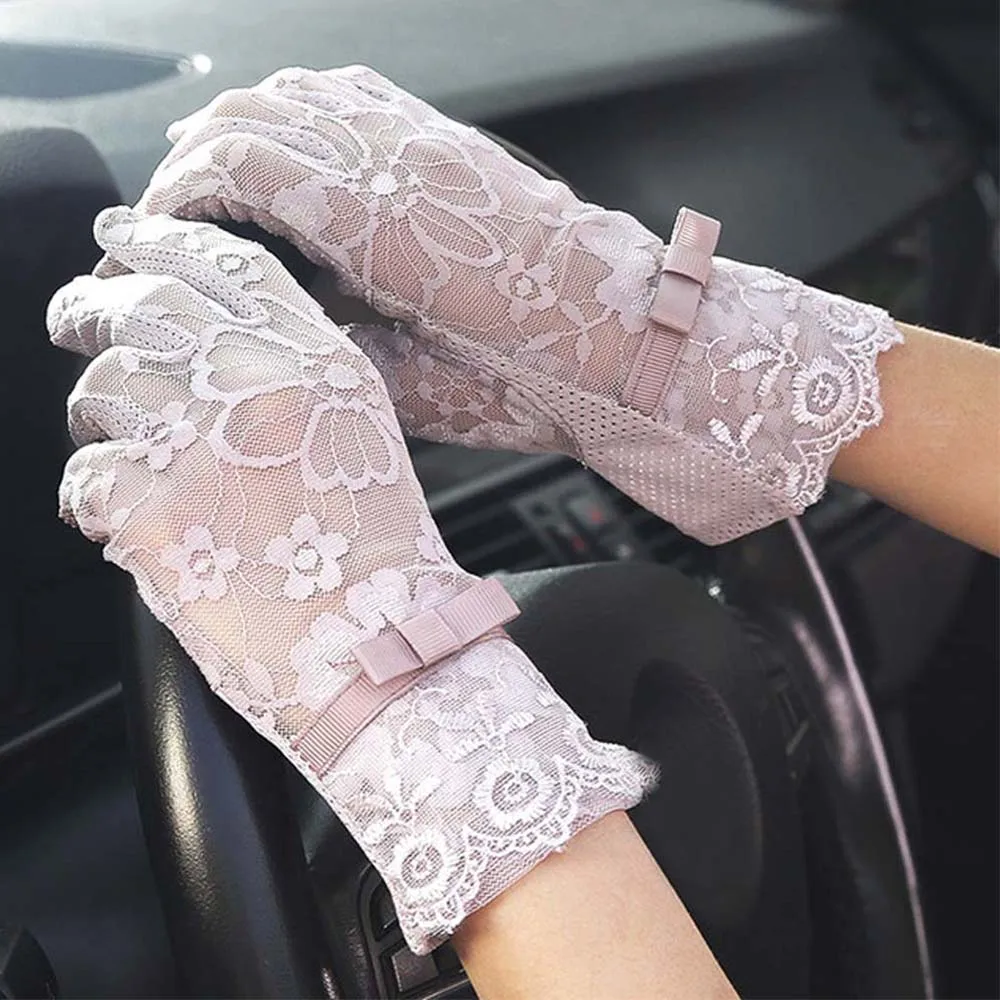 Top Trends: Lace Faux Women Gloves Sexy Bride Fishnet Crochet Floral Summer Sun Protection Mittens Fashion Elegant Lady Driving Gloves Shoppable Styles