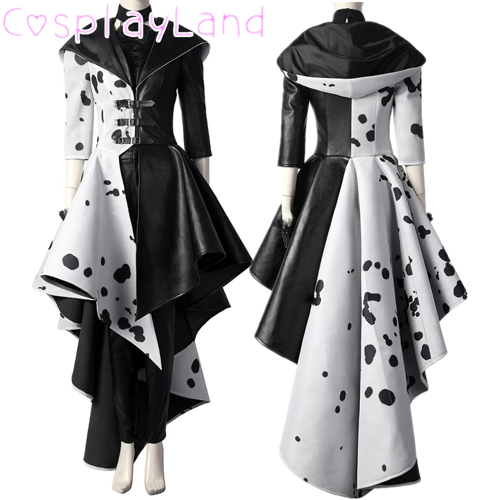 Top Trends: Cruella Costume Cosplay Evil Queen Black White Evening Party Dress Fashion Emma Magic Oufit Women Suit Coat Pants Gloves Shoppable Styles