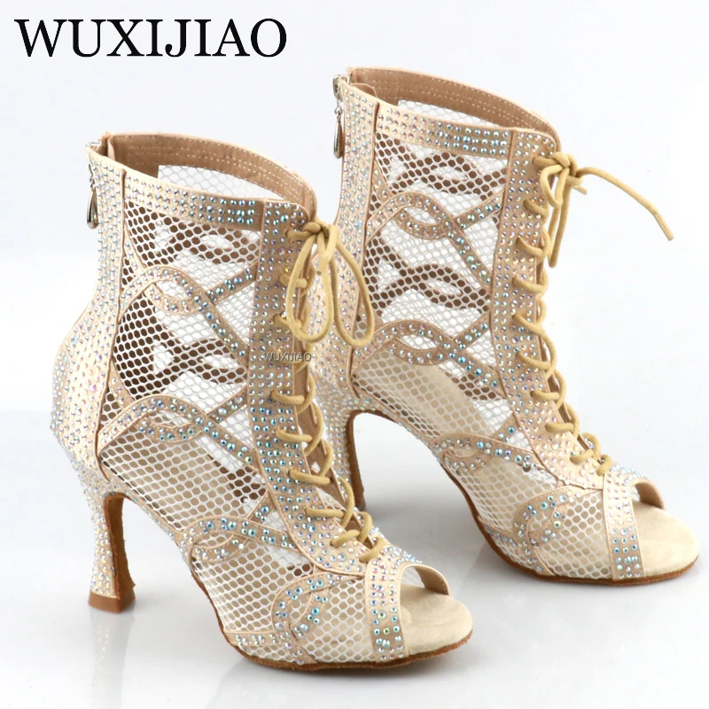 Top Trends: Female High Top Latin Dance Shoes Grey Rhinestone Ballroom Dance Shoes Salsa Tango Dance Shoes Soft Sole Party Sandals Shoppable Styles