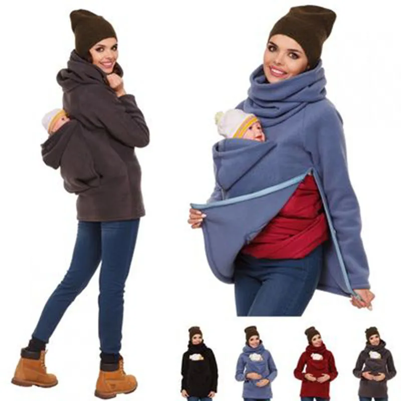 Top Trends: Maternity Clothes Kangaroo Pocket Clothes For Nursing Mothers For Pregnant Women Hoodie High Collar Breastfeeding Sweater XXL Shoppable Styles