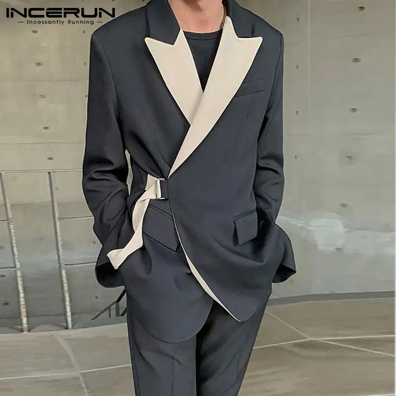 Top Trends: INCERUN Tops 2023 Korean Style Stylish New Men's Suits Casual Streetwear Stitching Color Suits Fashion Long-sleeved Blazer S-5XL Shoppable Styles - Image 3