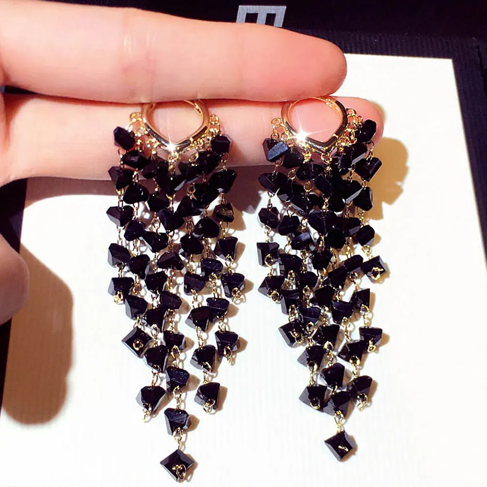 Top Trends: JUWANG Super Fashion Shine Glamour Crystal Temperament Earrings Long Flash Temperament Elegant Fashion Trendy Luxury Jewelry Shoppable Styles