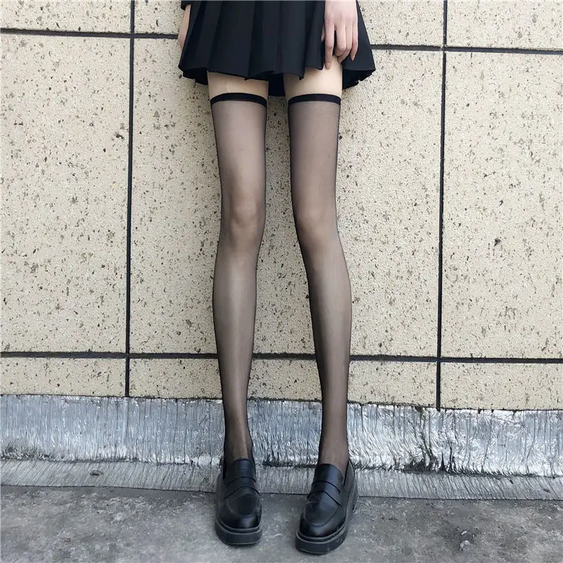 Top Trends: Sweet Ultra-thin Stockings Lace Spring Summer Women Thigh Knee Socks For Ladies Girls Over The Knee Black Thin Leg Knee-high Shoppable Styles