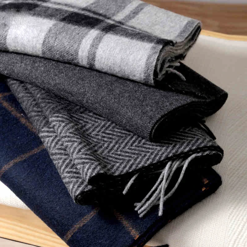 Top Trends: Cashmere Scarf Men Winter Strip Solid Plaid Wool Scarf Luxury Classical Warm Cashmere Winter Scarves For Men Winter Accessories Shoppable Styles