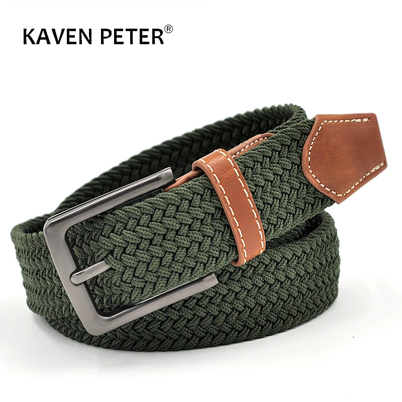 Top Trends: Green Longer Elastic Belts For Men Woven Braided Fabric Comfort Stretch Casual Belts 1-3/8&quot; Wide Hot Metal Stretch 160 Cm Belt Shoppable Styles